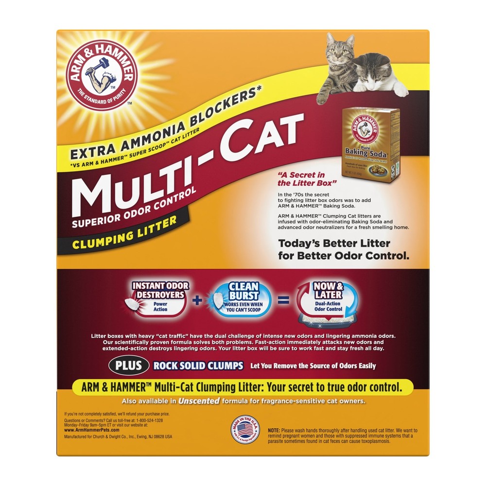ARM & HAMMER Multi-Cat Clumping Litter - Odor Control, Clean Burst, 40lb