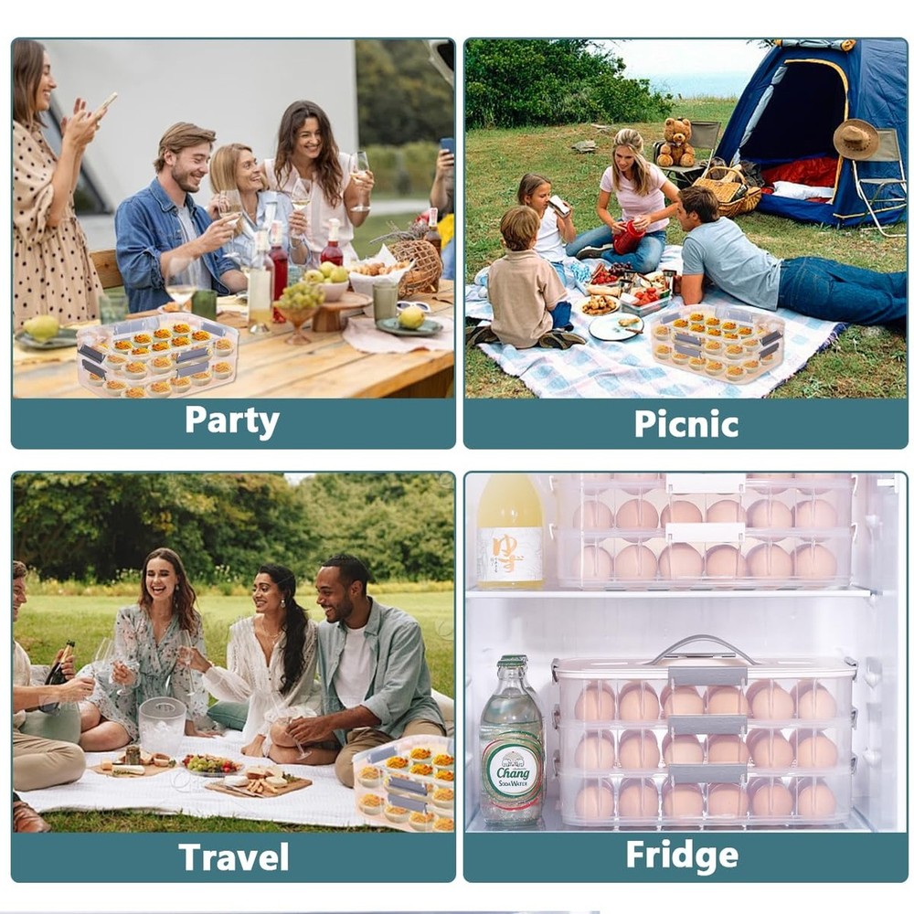 2 Layer Deviled Egg Containers with Lid, 36 Slots Deviled Egg Tray Carrier wi...