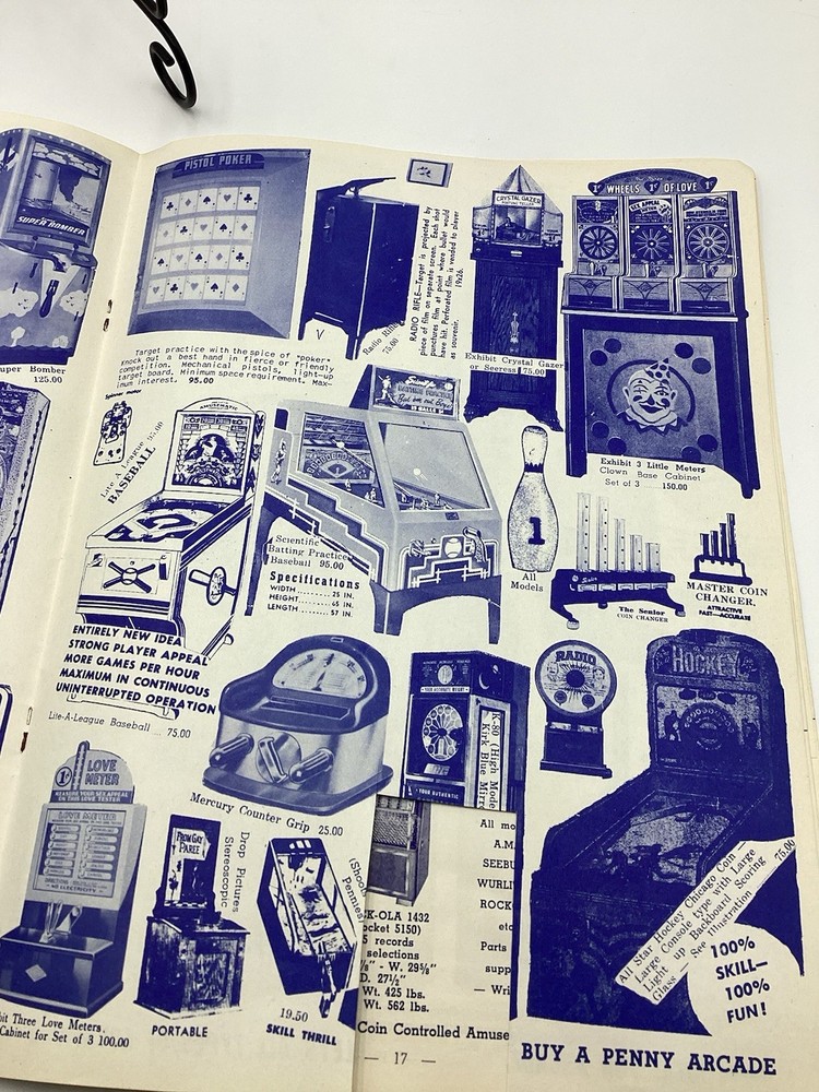 1955 Mike Munves Arcade Catalog & Original Operator Inserts-Complete Lot