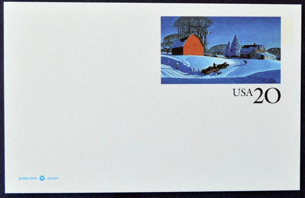 1996 US Sc. #UX241 postal card, 20 cent, mint, sharp corners, excellent shape