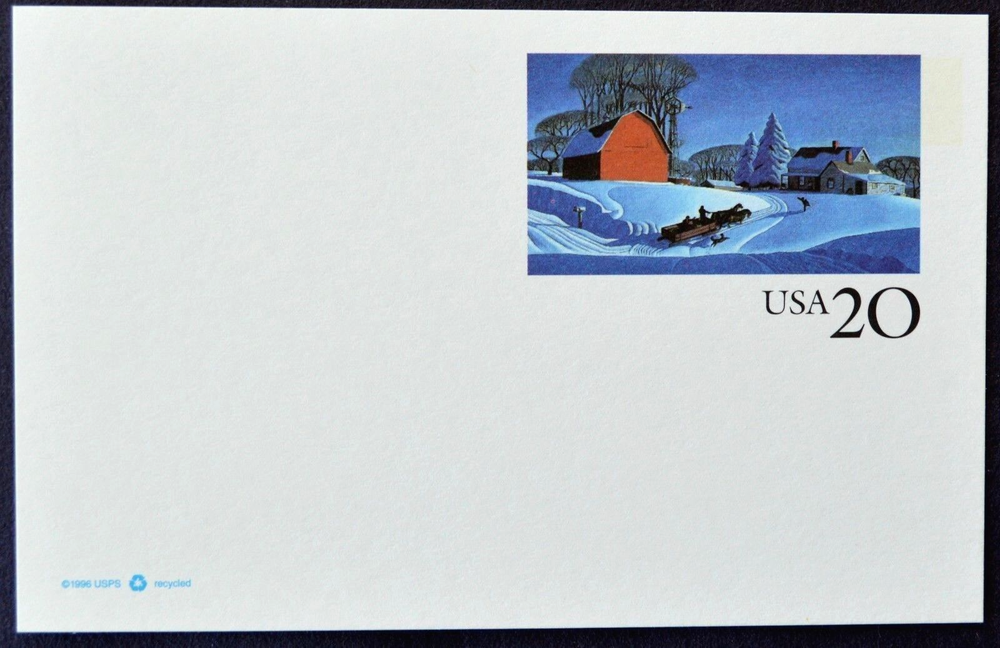 1996 US Sc. #UX241 postal card, 20 cent, mint, sharp corners, excellent shape