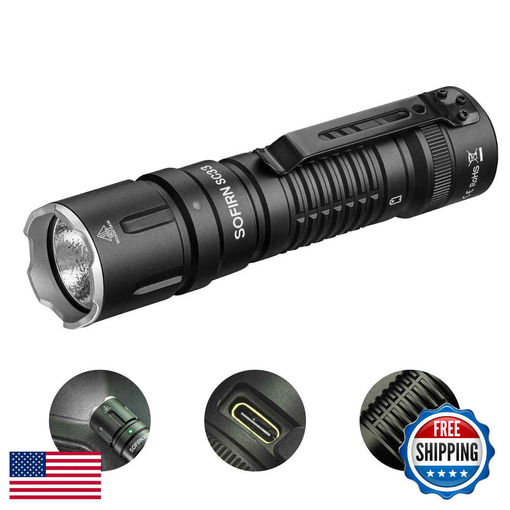 Sofirn SC33 5200Lm USB-C Rechargeable Tactical Flashlight Waterproof LED