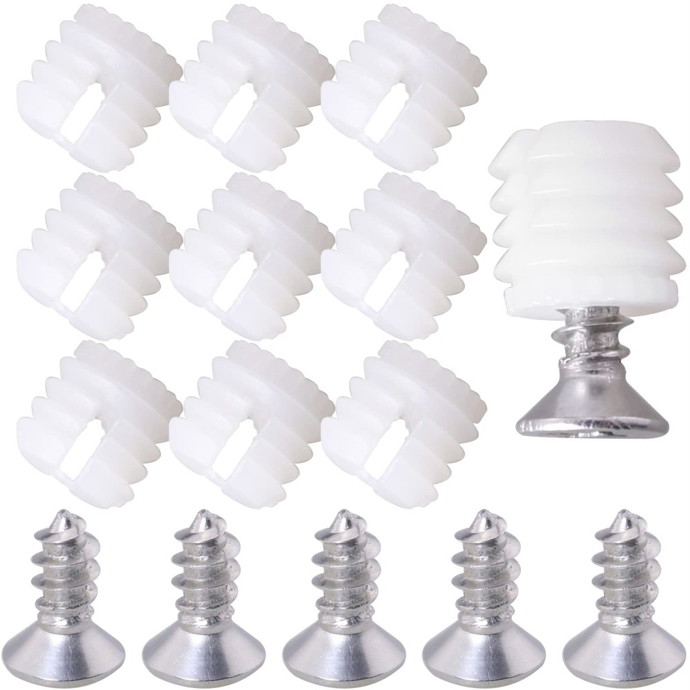 MEETOOT 100pcs Plastic Hinge Dowel Inserts Kit 4x10mm Toothed One Size, White