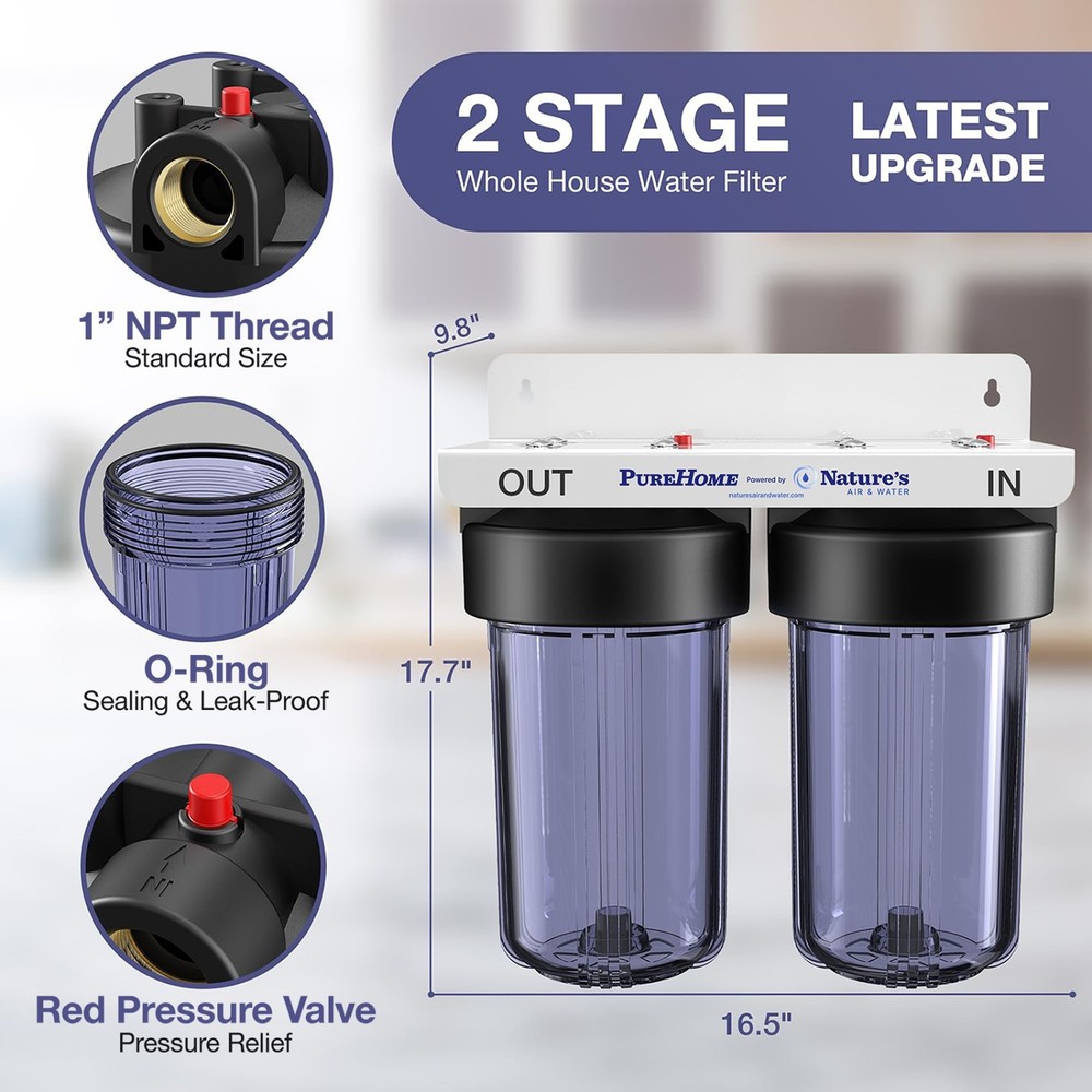PureHome Whole House 2-Stage Water Filtration Solution