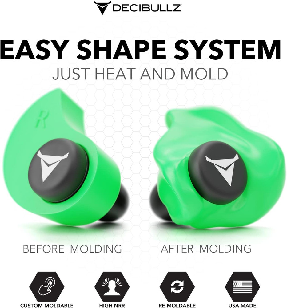 Decibullz Custom Molded Earplugs Pro Pack (Green) Bundle