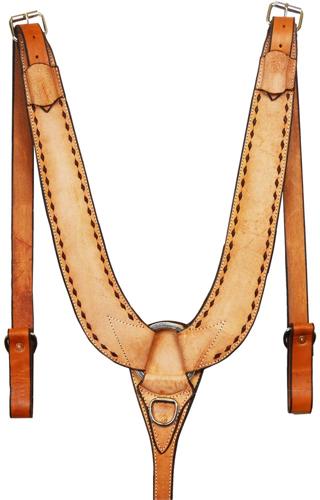 Light Oil Rough Out and Buck Stitched Pulling Collar