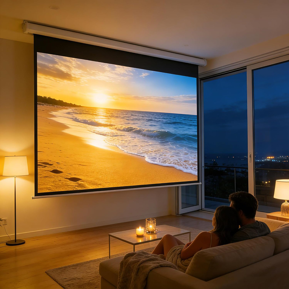 150" Projector Screen Motorized 16:9, 4K HD Pull down Retractable Projection Scr