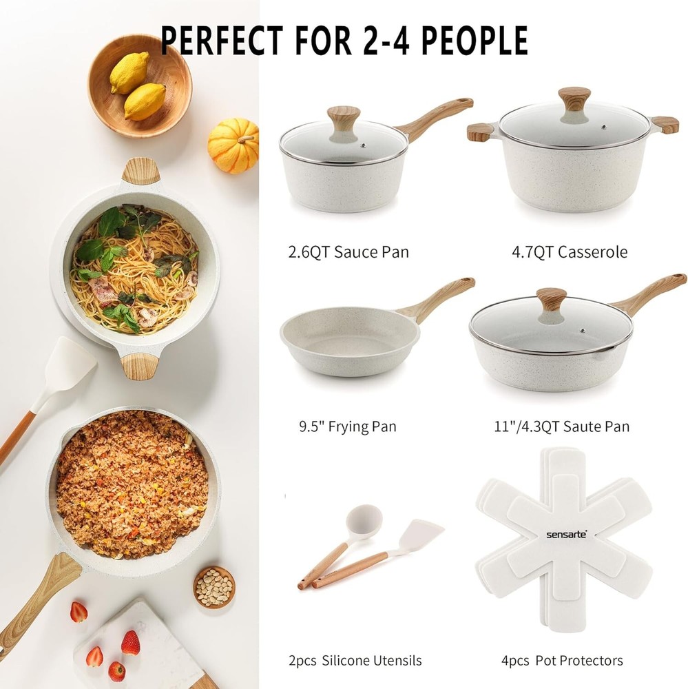 Durable Induction-Compatible Nonstick 13-Piece Cookware Set with Utensils