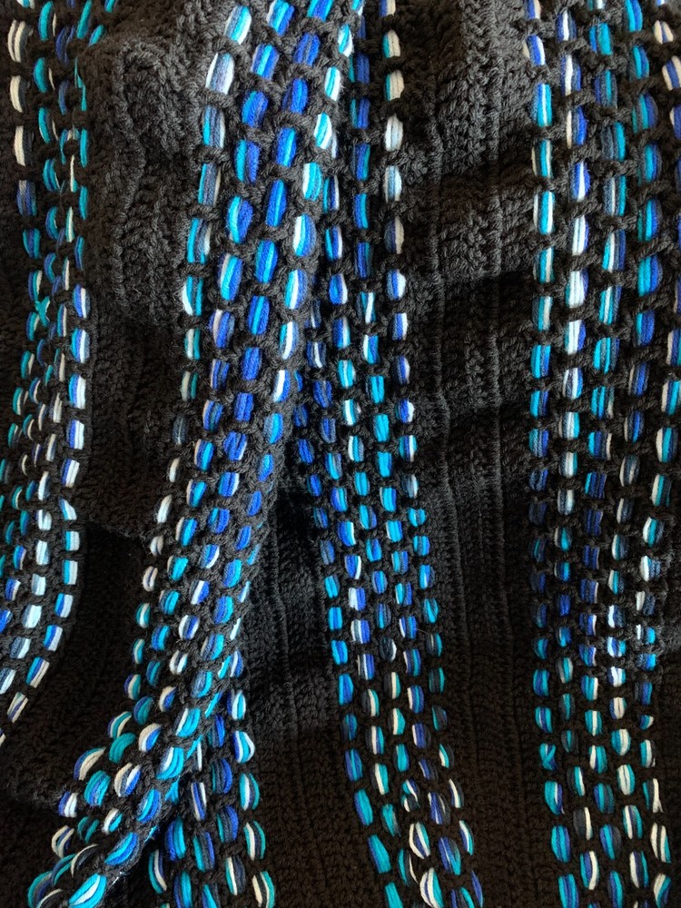 Handmade Home Crocheted Afghan - Weaved Stripes