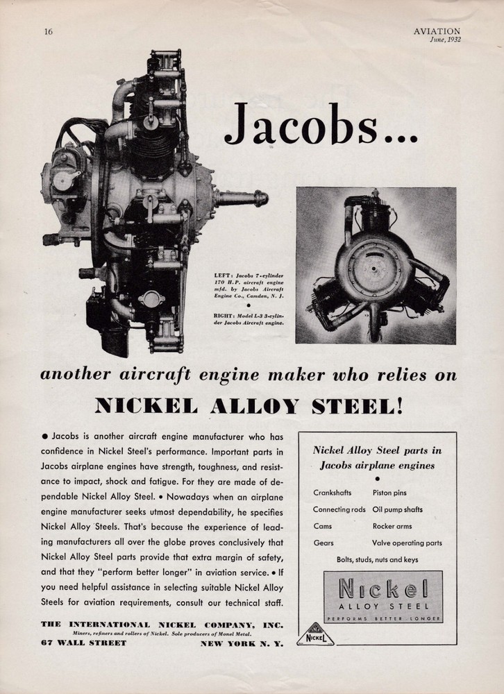 1932 Jacobs Aircraft Engine Ad 10/23/2024cc