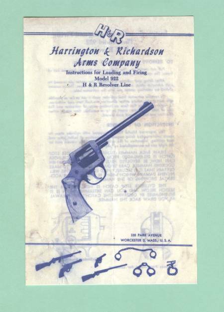 H&R Model 922 Owners Manual Reproduction