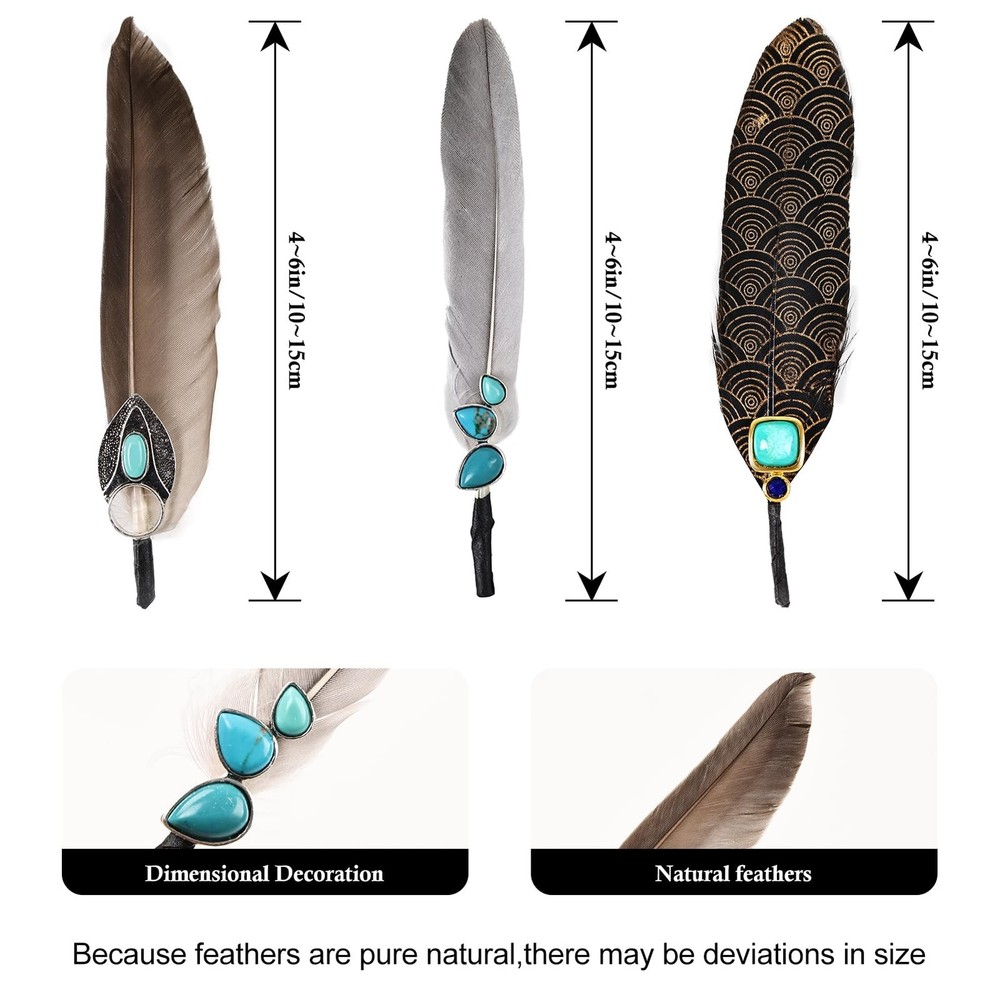 3PCS Hat Natural Feathers Assorted Turquoise Hat Feathers for DIY Craft Fedor...