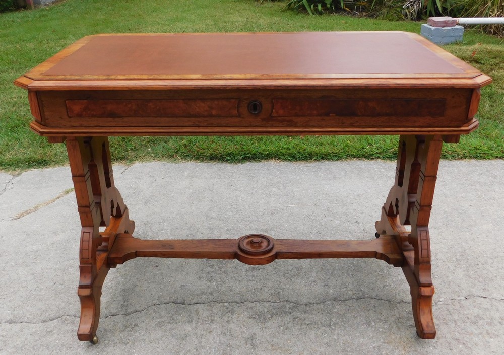 Walnut Victorian Library Table /Desk