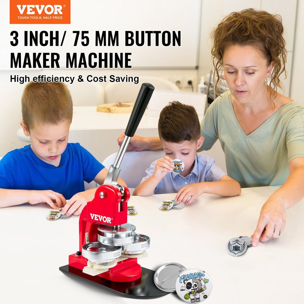 75mm Button Making Machine 3 Inch Press Kit with 500 Pieces