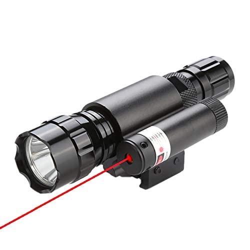 Tactical Flashlight and Red Laser Dot Sight Scope Combo with White,Red