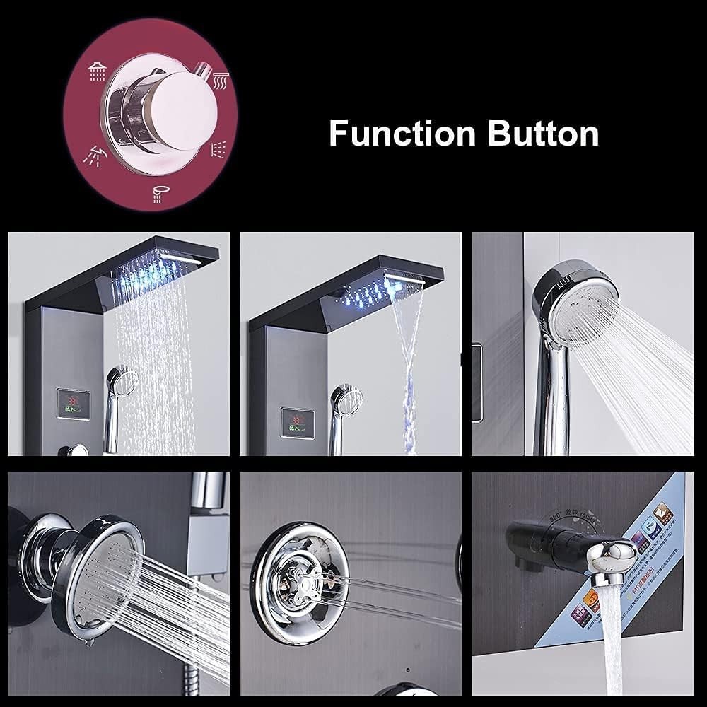 Luxurious LED Shower Panel Tower - 6 Functions Rainfall, Massage Jets & More