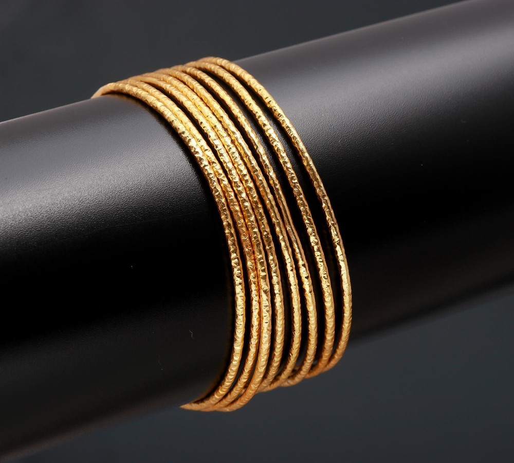 925 Sterling Silver Bangles Gold Plate Bangle 7 PC SET Plain Turkish Bangle
