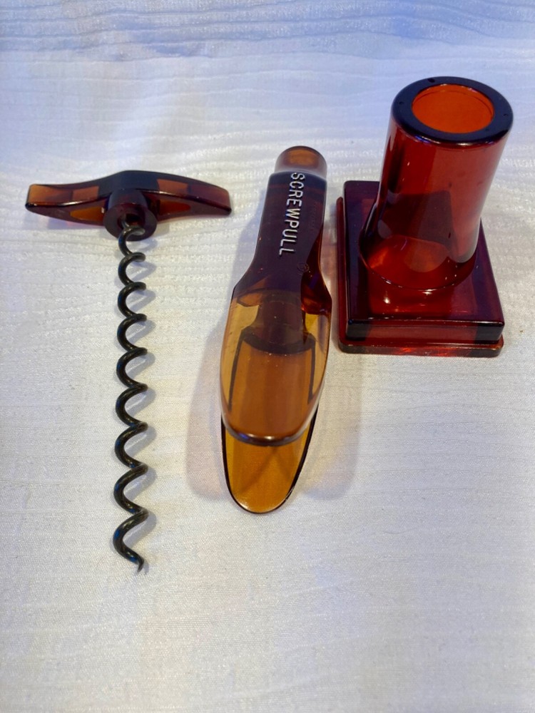 Herbert Allen SCREWPULL Amber acrylic Cork Remover Mid Century Modern Wine Bar