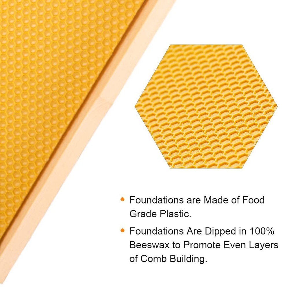 Deep Brood Beehive Frames with Wax Foundation 10 Pack Honey Bee Frames Yellow