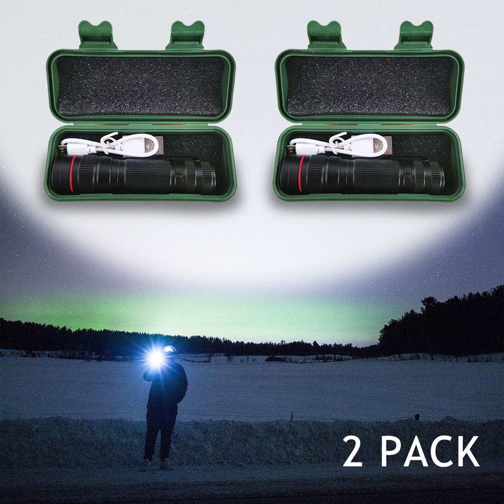 2Pack 90000LM Tactical LED Flashlight Mini Small Torch Super Bright Pocket Light