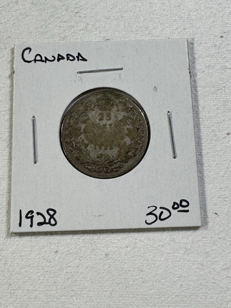 1928 Canada 25 Cents Silver Coin