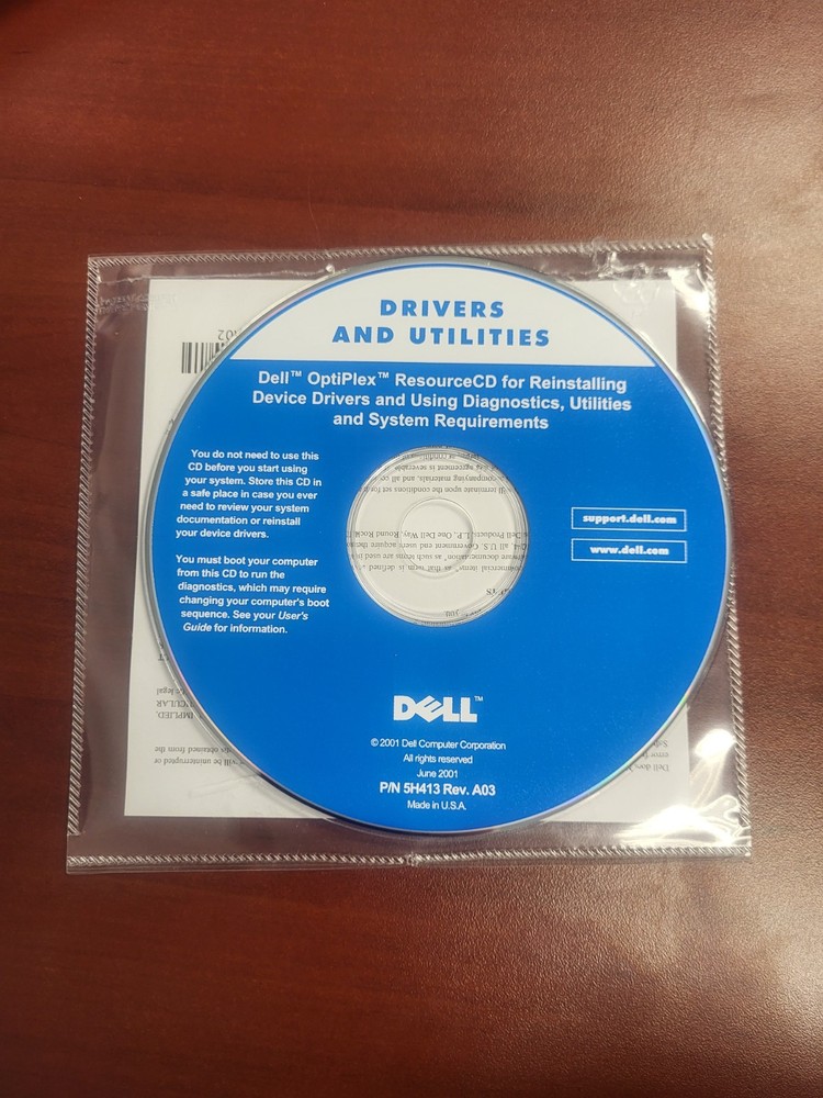 Dell OptiPlex ResourceCD for Reinstalling Device Drivers 2001 5H413