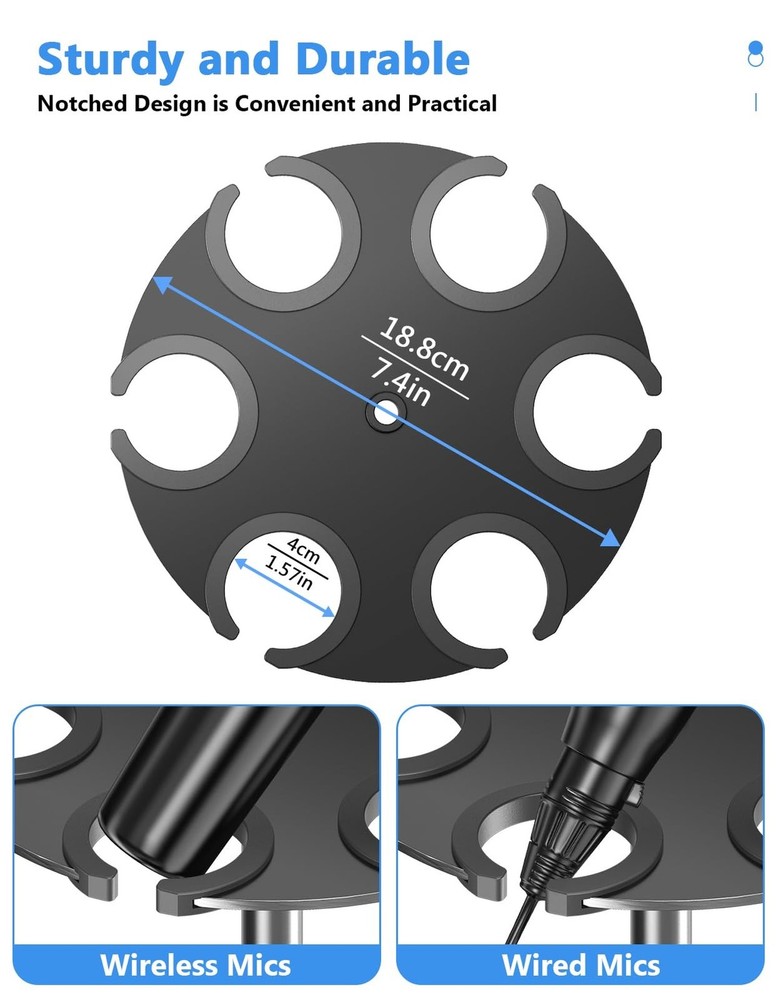 Multi Microphone Holder (Aluminum) Multi-Mic Holder for Handheld Dynamic, Wir...