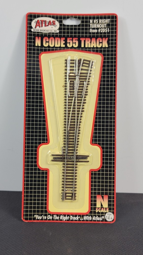 N Scale - Atlas #2051 - Code 55 - #5 Right Turnout - Manual Switch