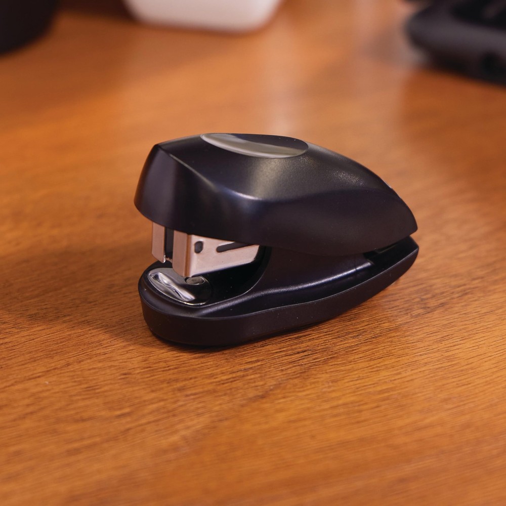 Compact Mini Stapler for 12 Sheets, Jam-Free, Includes 1000 Staples, Black