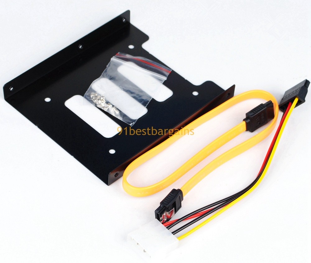 2PCS 2.5" SSD HDD to 3.5" Mounting Adapter Bracket Tray Dock Tray+Cable for PC
