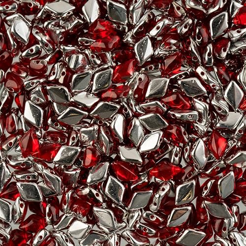 Matubo Czech Gemduo 2-Hole, Ruby Backlit, 50g