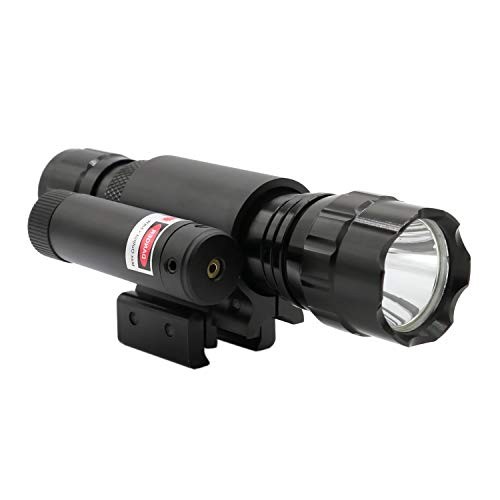 Tactical Flashlight and Red Laser Dot Sight Scope Combo with White,Red