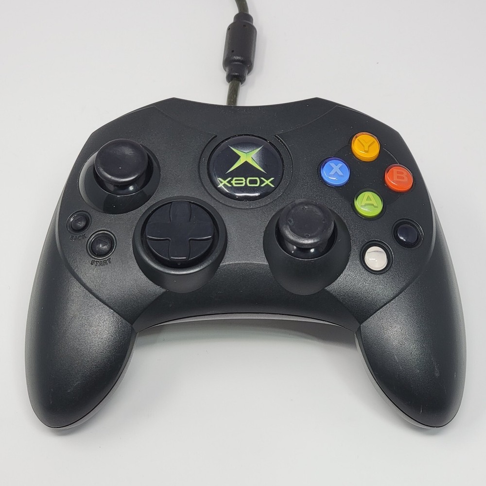Original Xbox OEM S Type Black Controller with Breakaway Cable CLEANED & TESTED