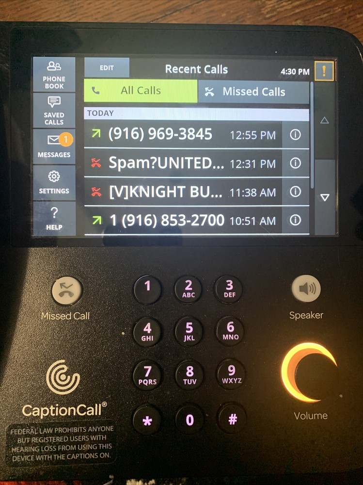 Caption Call 67Tb Hearing Impaired Amplified Touchscreen Captioned Phone Tested