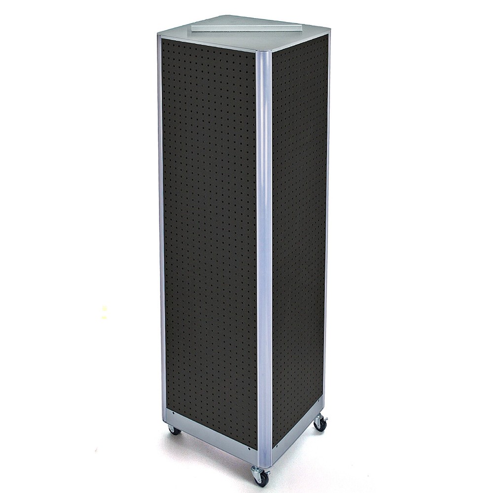 Azar Displays Four-Sided Pegboard Tower Floor Display on Wheeled Base. Panel...