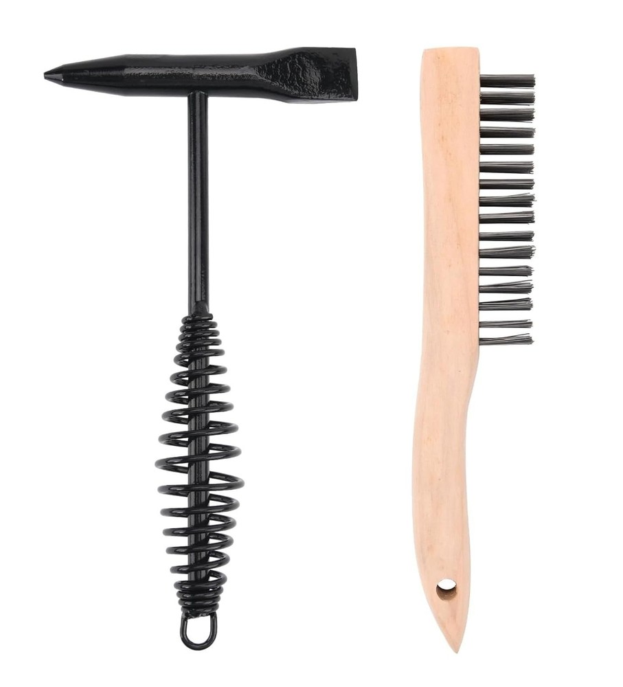 Welding Chipping Hammer with Coil Spring Handle Cone and Vertical Chisel Weld...