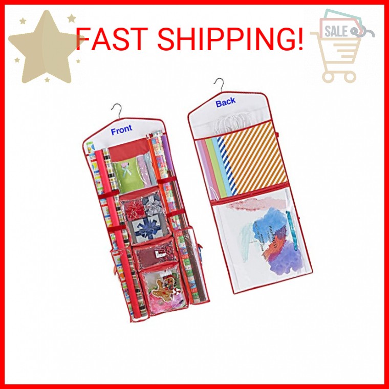 Primode Wrapping Paper Storage Hanging | Gift Wrap Organizer Double Sided | Pock