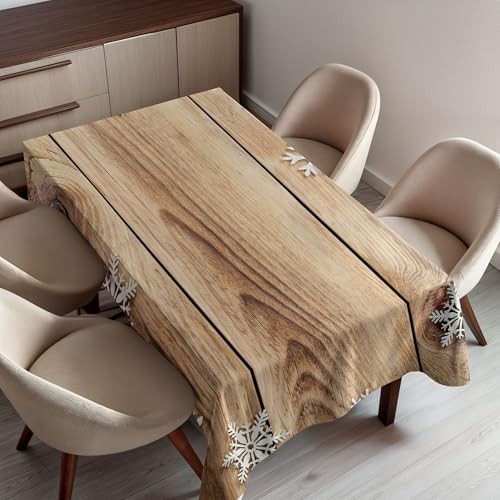 Christmas Tablecloth, Rustic Wooden Planks Texture Image with Stylized