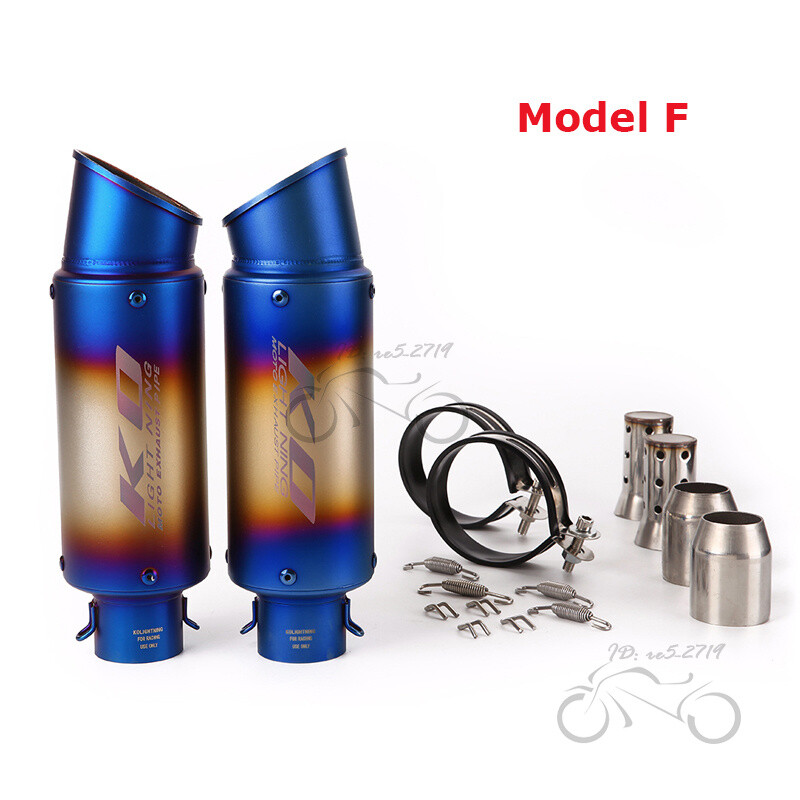 51mm Motorcycle Exhaust Tips Pair Universal Muffler Tail Pipe Left/Right System