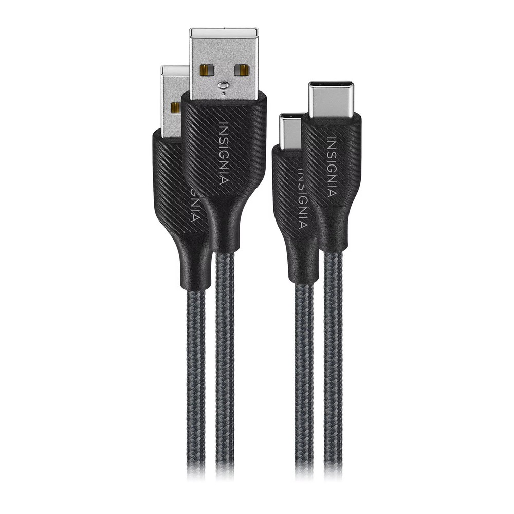 Insignia- 4' USB-A to USB-C Charge-and-Sync Cable (2 Pack) - Charcoal