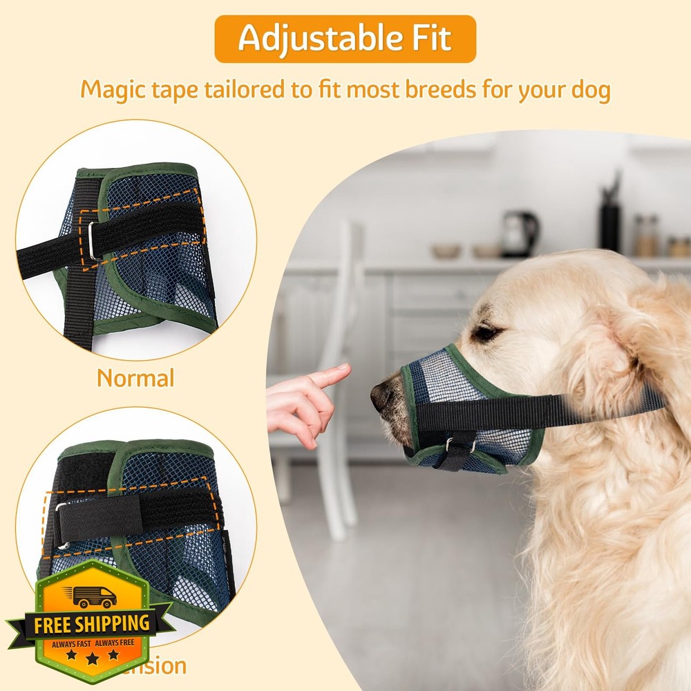 Coppthinktu Dog Muzzle Soft Mesh Breathable Adjustable for All Sizes