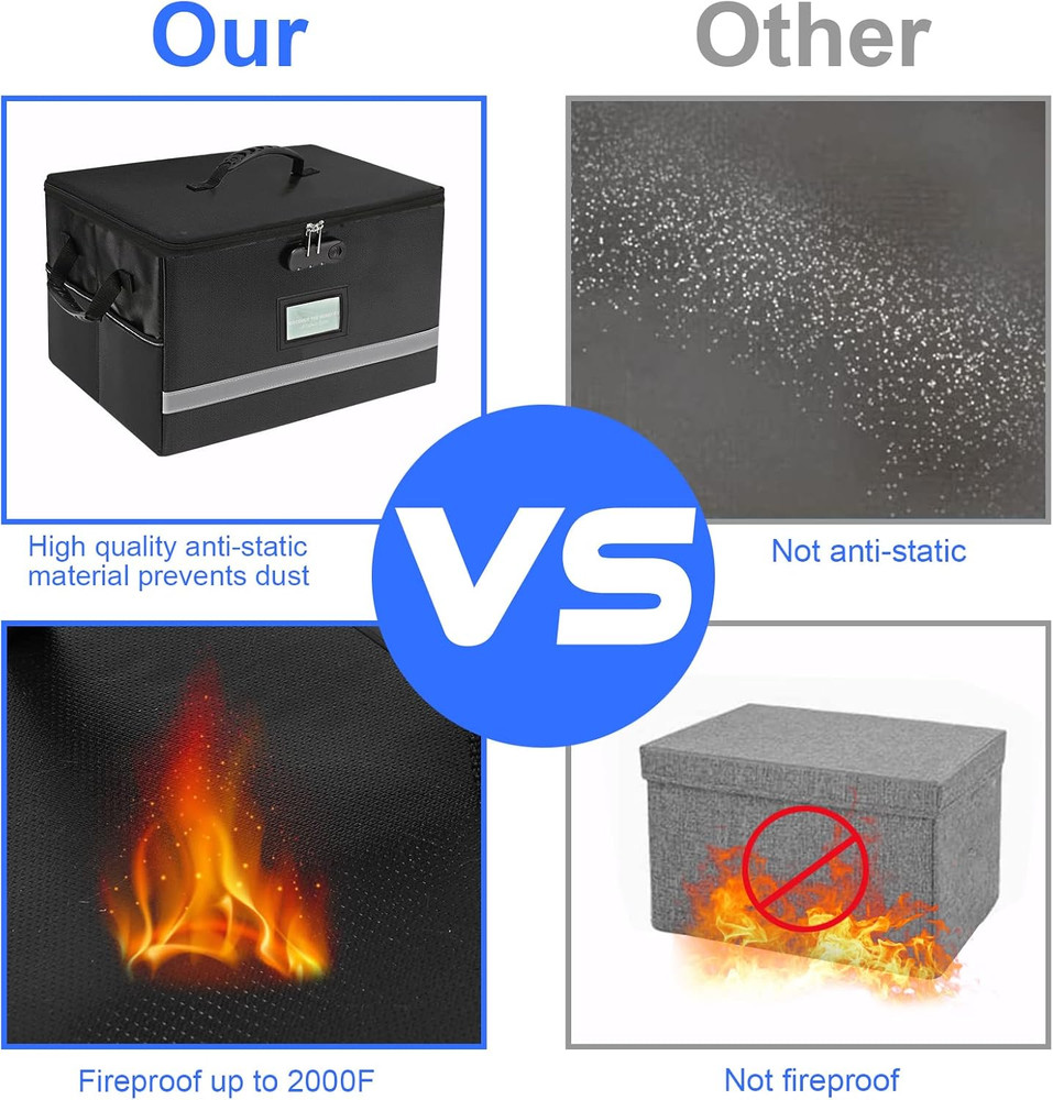 File Organizer, Fireproof File Box with Lids, Important Document Organizer Bo...