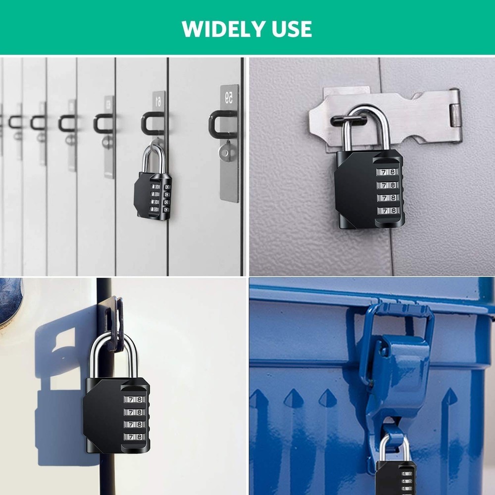 Combo Lock for Lockers, 4 Digit Combination Padlock, 2 Pack Pad Locks with Code