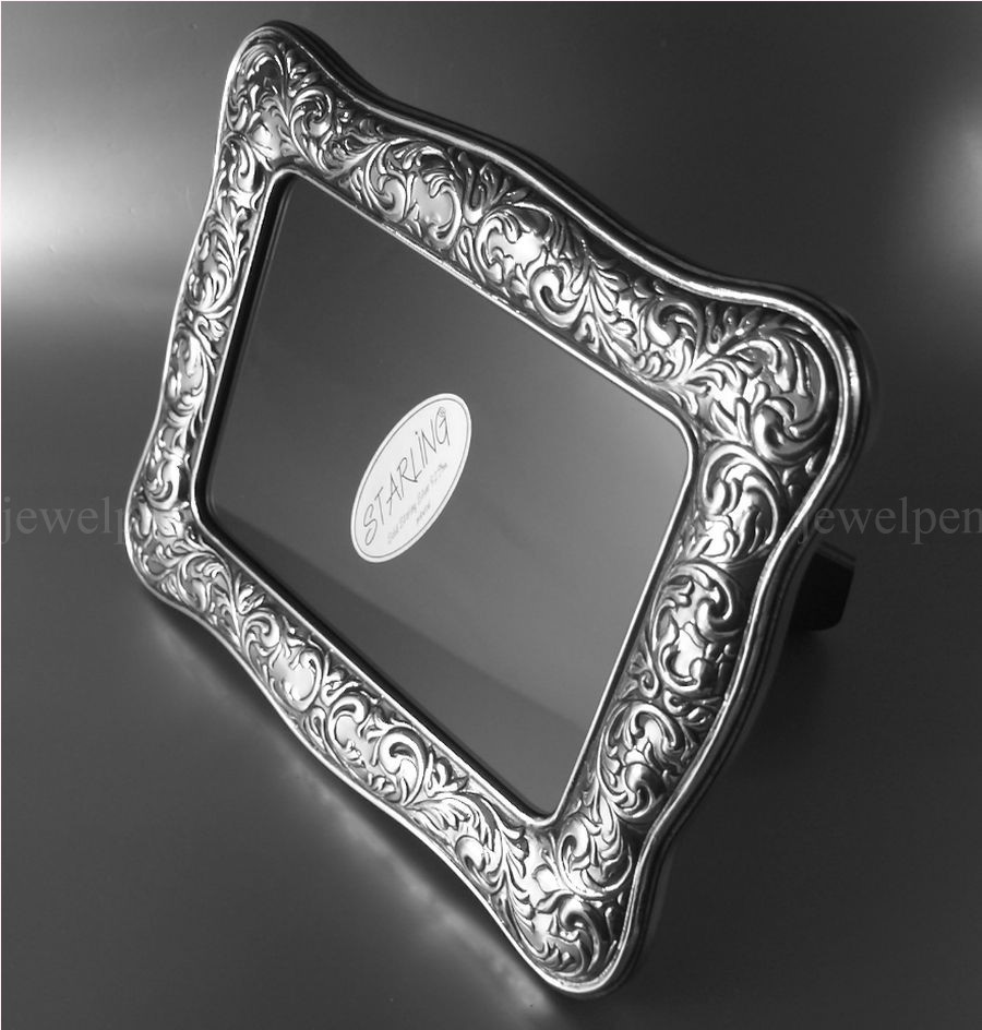 High-Quality Victorian Photo Frame Solid 925 Sterling Silver Mahogany(V1)