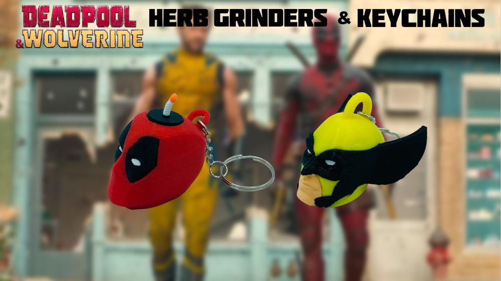 Deadpool Wolverine Herb Grinders with Storage (3 Pack) & Keychains