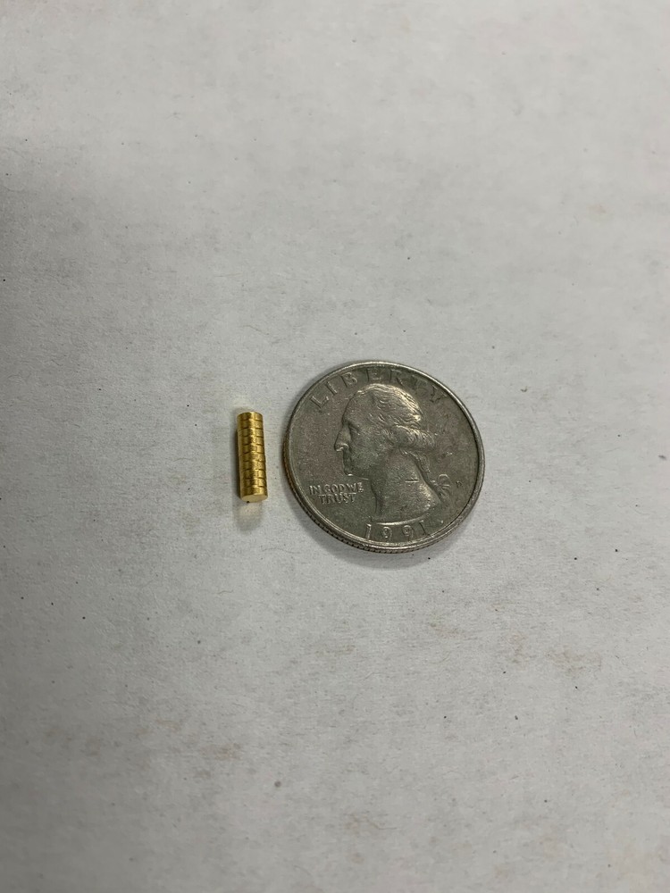 3mm x 1mm Neodymium Disk Magnet, Gold plated