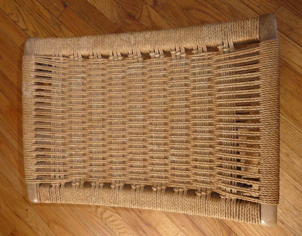 VINTAGE HANS WEGNER MCM DESIGN ROPE STOOL