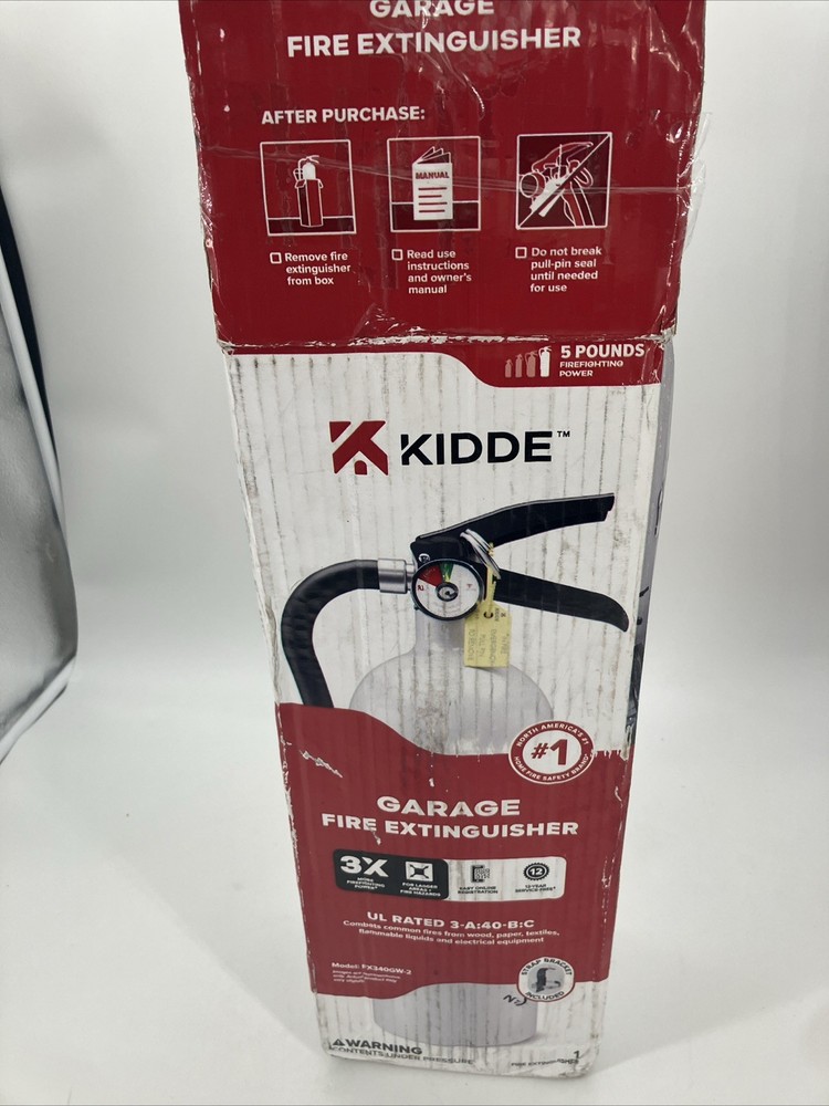 Kidde Garage Workshop Single Use Fire Extinguisher, White FX340GW-2