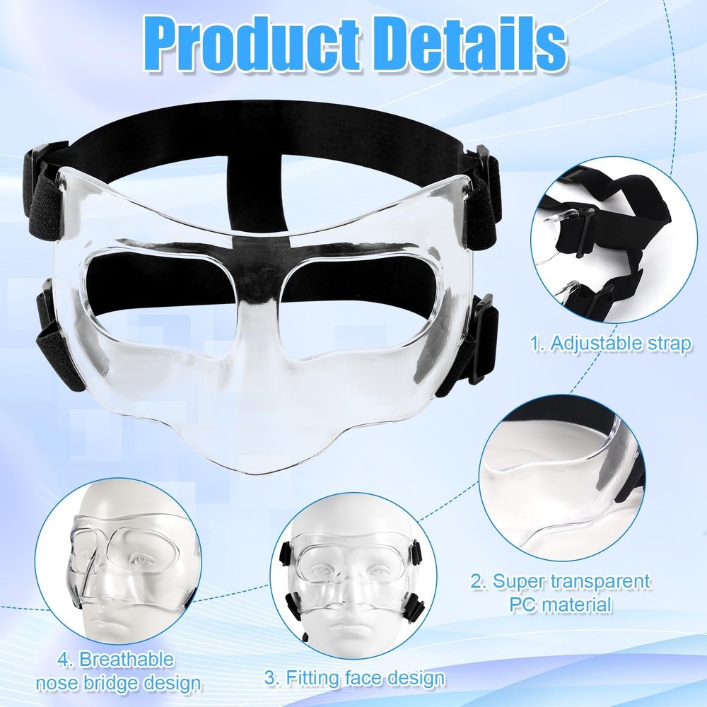 Nose Guard for Broken Nose, Adjustable Face Shield Breathable Transparent...