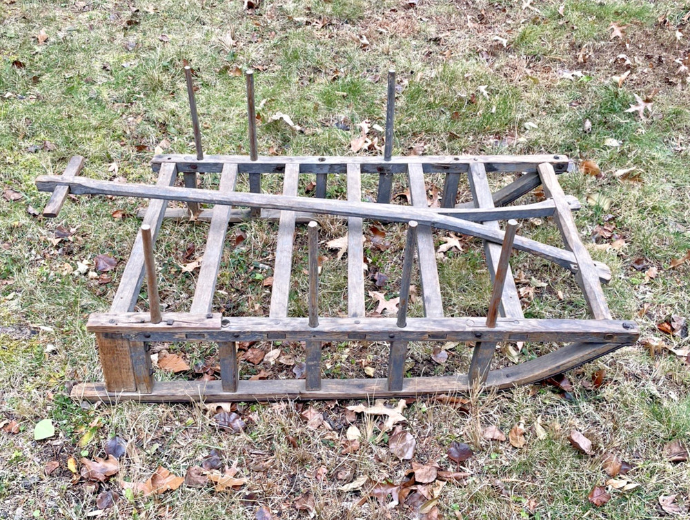 Antique Primitive Country Painted Sled W/Handle